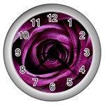 Deep Purple Rose Wall Clock (Silver) Front