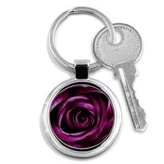 Deep Purple Rose Key Chain (round) by Colorfulart23