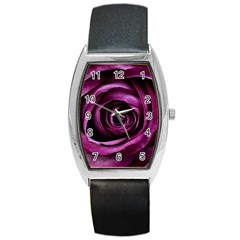 Deep Purple Rose Tonneau Leather Watch by Colorfulart23