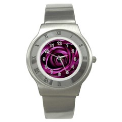 Deep Purple Rose Stainless Steel Watch (slim) by Colorfulart23