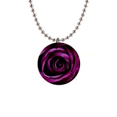 Deep Purple Rose Button Necklace by Colorfulart23