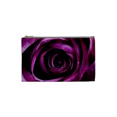 Deep Purple Rose Cosmetic Bag (small) by Colorfulart23