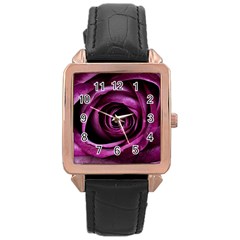 Deep Purple Rose Rose Gold Leather Watch  by Colorfulart23