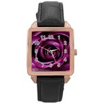 Deep Purple Rose Rose Gold Leather Watch  Front