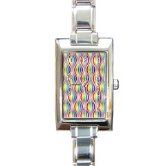 Rainbow Waves Rectangular Italian Charm Watch