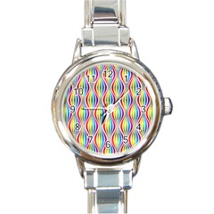 Rainbow Waves Round Italian Charm Watch by Colorfulplayground