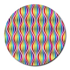 Rainbow Waves 8  Mouse Pad (round)