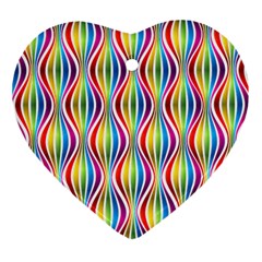 Rainbow Waves Heart Ornament