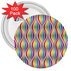 Rainbow Waves 3  Button (100 Pack)