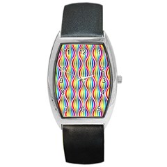 Rainbow Waves Tonneau Leather Watch