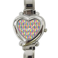 Rainbow Waves Heart Italian Charm Watch  by Colorfulplayground