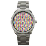 Rainbow Waves Sport Metal Watch Front