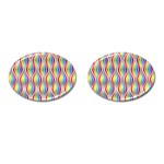 Rainbow Waves Cufflinks (Oval) Front(Pair)