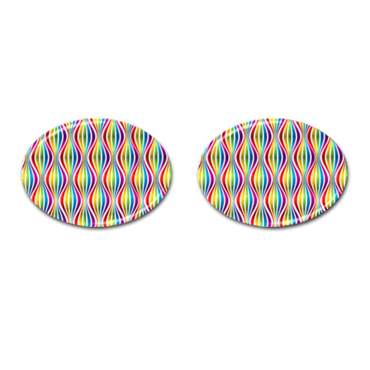 Rainbow Waves Cufflinks (Oval)