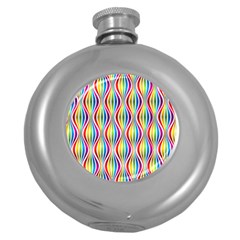 Rainbow Waves Hip Flask (round)