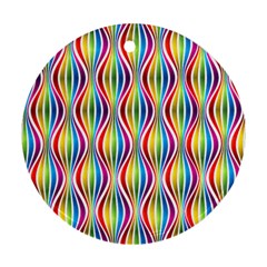 Rainbow Waves Round Ornament (two Sides) by Colorfulplayground