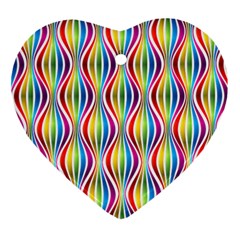 Rainbow Waves Heart Ornament (two Sides) by Colorfulplayground