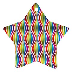 Rainbow Waves Star Ornament (two Sides) by Colorfulplayground