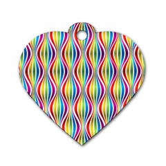 Rainbow Waves Dog Tag Heart (one Sided)  by Colorfulplayground