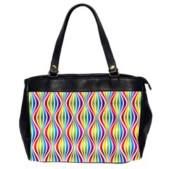 Rainbow Waves Oversize Office Handbag (two Sides) by Colorfulplayground