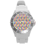 Rainbow Waves Plastic Sport Watch (Large) Front