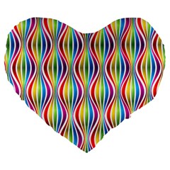 Rainbow Waves 19  Premium Heart Shape Cushion by Colorfulplayground