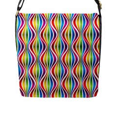 Rainbow Waves Flap Closure Messenger Bag (large)