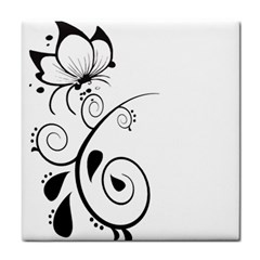 Floral Butterfly Design Ceramic Tile