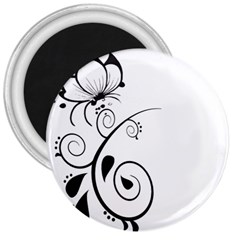 Floral Butterfly Design 3  Button Magnet by OneStopGiftShop