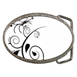 Floral Butterfly Design Belt Buckle (Oval) Front