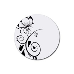 Floral Butterfly Design Drink Coaster (round)