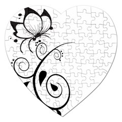 Floral Butterfly Design Jigsaw Puzzle (heart)