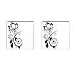 Floral Butterfly Design Cufflinks (Square) Front(Pair)