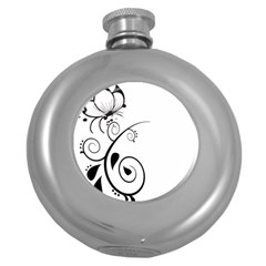 Floral Butterfly Design Hip Flask (round) by OneStopGiftShop