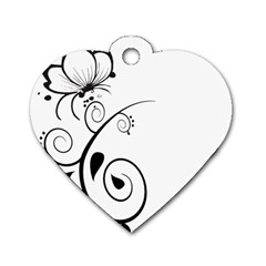 Floral Butterfly Design Dog Tag Heart (one Sided) 