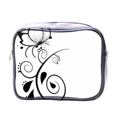 Floral Butterfly Design Mini Travel Toiletry Bag (one Side)