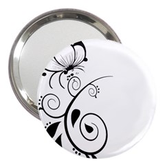 Floral Butterfly Design 3  Handbag Mirror by OneStopGiftShop