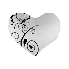 Floral Butterfly Design 16  Premium Heart Shape Cushion 