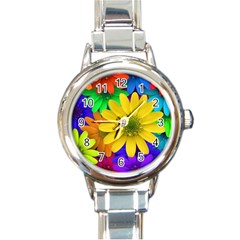 Gerbera Daisies Round Italian Charm Watch