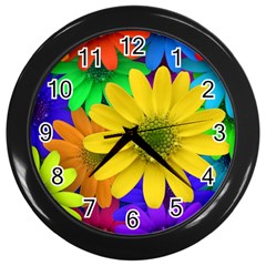 Gerbera Daisies Wall Clock (black)