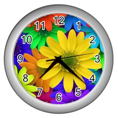 Gerbera Daisies Wall Clock (silver) by StuffOrSomething