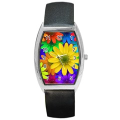 Gerbera Daisies Tonneau Leather Watch