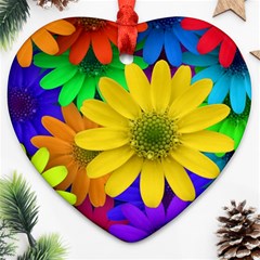 Gerbera Daisies Heart Ornament (two Sides)