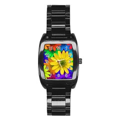 Gerbera Daisies Stainless Steel Barrel Watch