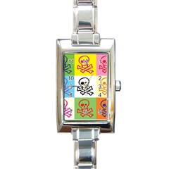 Skull Rectangular Italian Charm Watch by Siebenhuehner