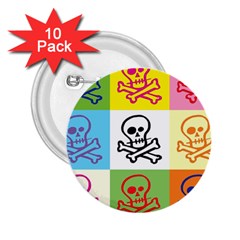 Skull 2 25  Button (10 Pack)