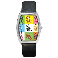 Skull Tonneau Leather Watch by Siebenhuehner