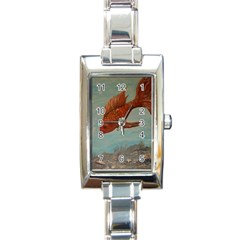 Gold Fish Rectangular Italian Charm Watch by rokinronda