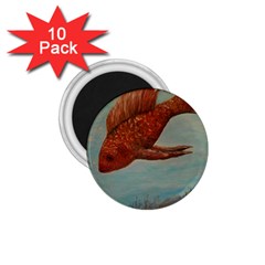 Gold Fish 1 75  Button Magnet (10 Pack) by rokinronda