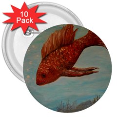 Gold Fish 3  Button (10 Pack)